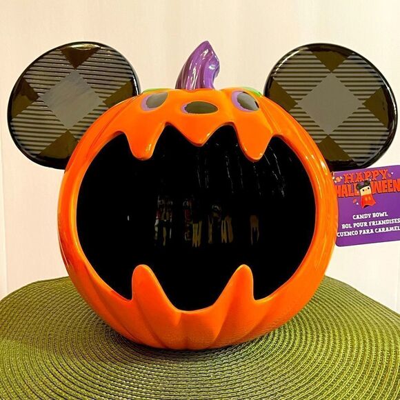 Disney Parks Mickey Mouse Pumpkin Candy Bowl NWT - Picture 1 of 13